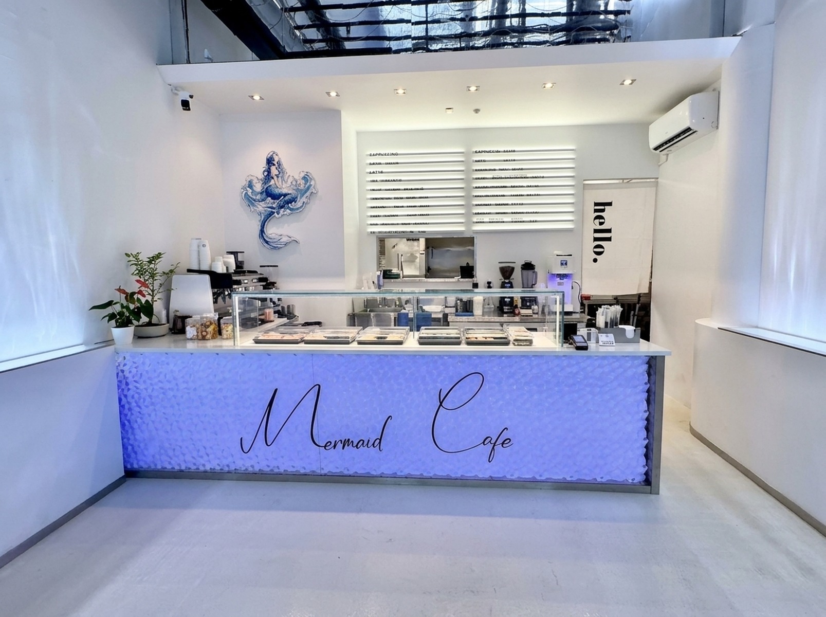 Mermaid sushi cafe interior and illuminated ocean counter on High Street Auckland
